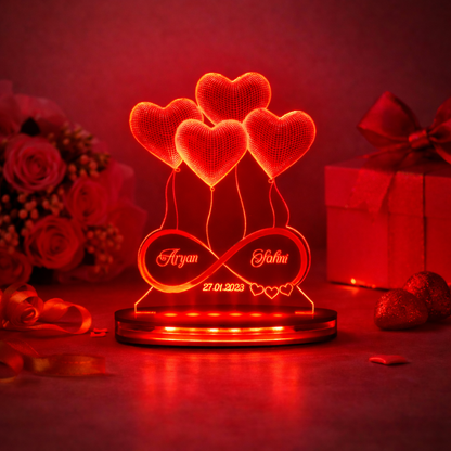 Personalized LED Illusion Anniversary Gift Lamp With Name and Date (16 Color Changing led With Remote)