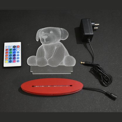 Teddy Multicolor Acrylic 3D Illusion Lamp with Remote