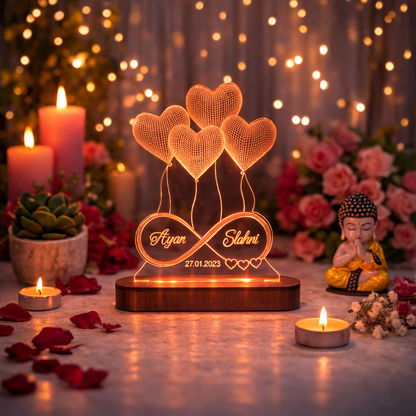 Personalized LED Illusion Anniversary Gift Lamp With Name and Date (16 Color Changing led With Remote)