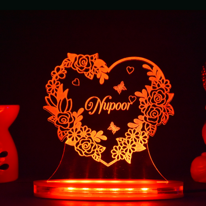 Personalized LED Illusion Friend Gift Heart Lamp With Name (16 Color Changing led With Remote)