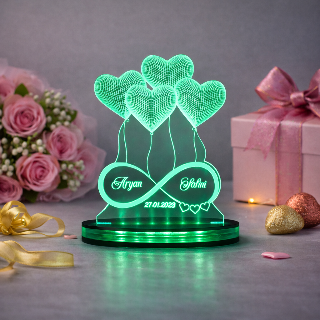 Personalized LED Illusion Anniversary Gift Lamp With Name and Date (16 Color Changing led With Remote)