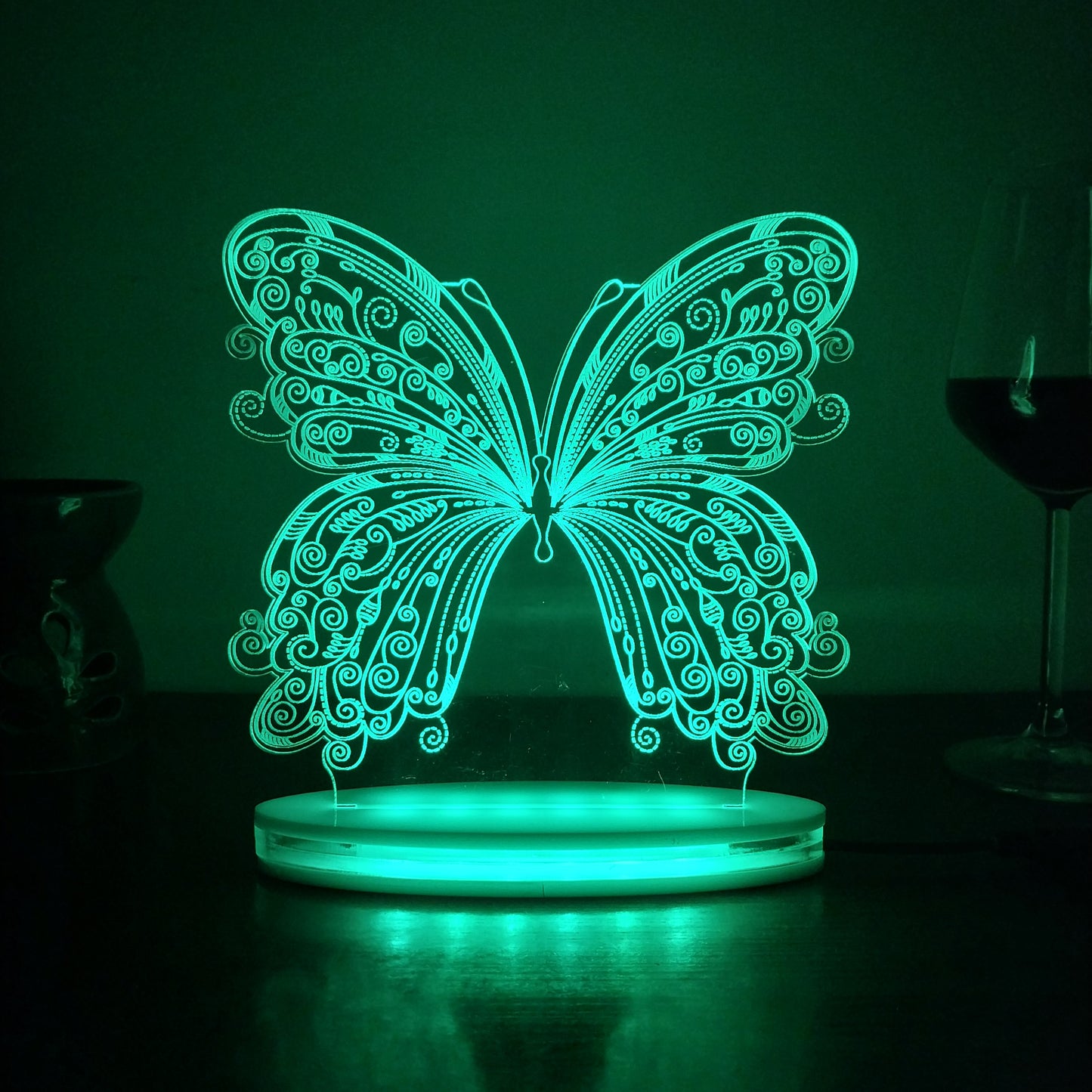 Butterfly Multicolor Acrylic 3D Illusion Lamp with Remote