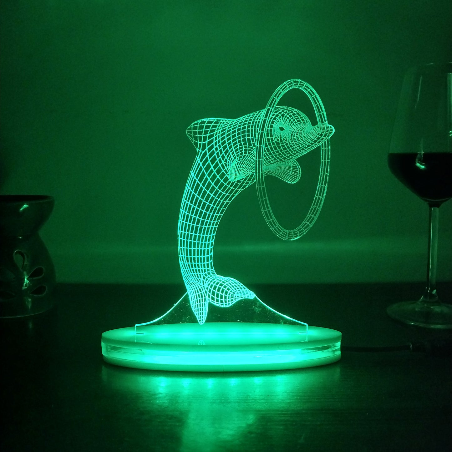 Dolphin Multicolor Acrylic 3D Illusion Lamp with Remote