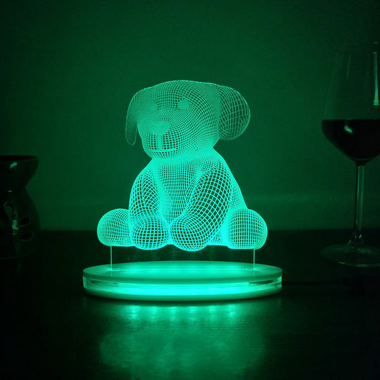 Teddy Multicolor Acrylic 3D Illusion Lamp with Remote
