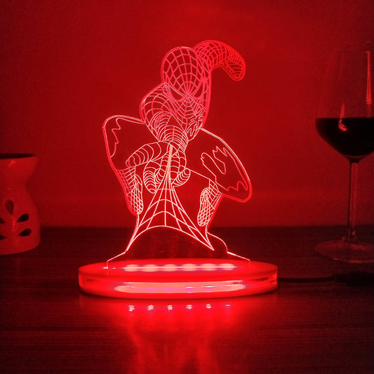 Spiderman Multicolor Acrylic 3D Illusion Lamp with Remote