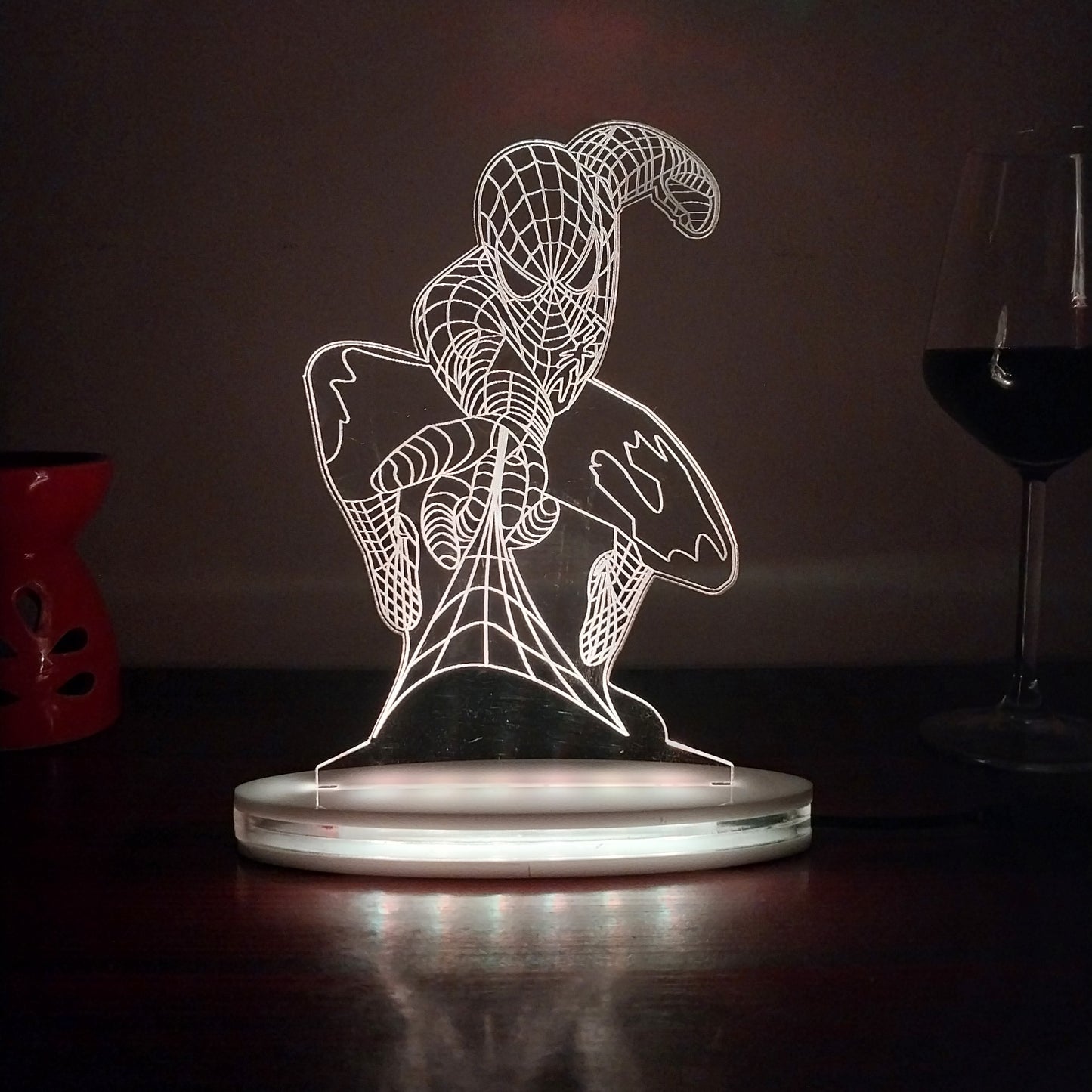 Spiderman Multicolor Acrylic 3D Illusion Lamp with Remote