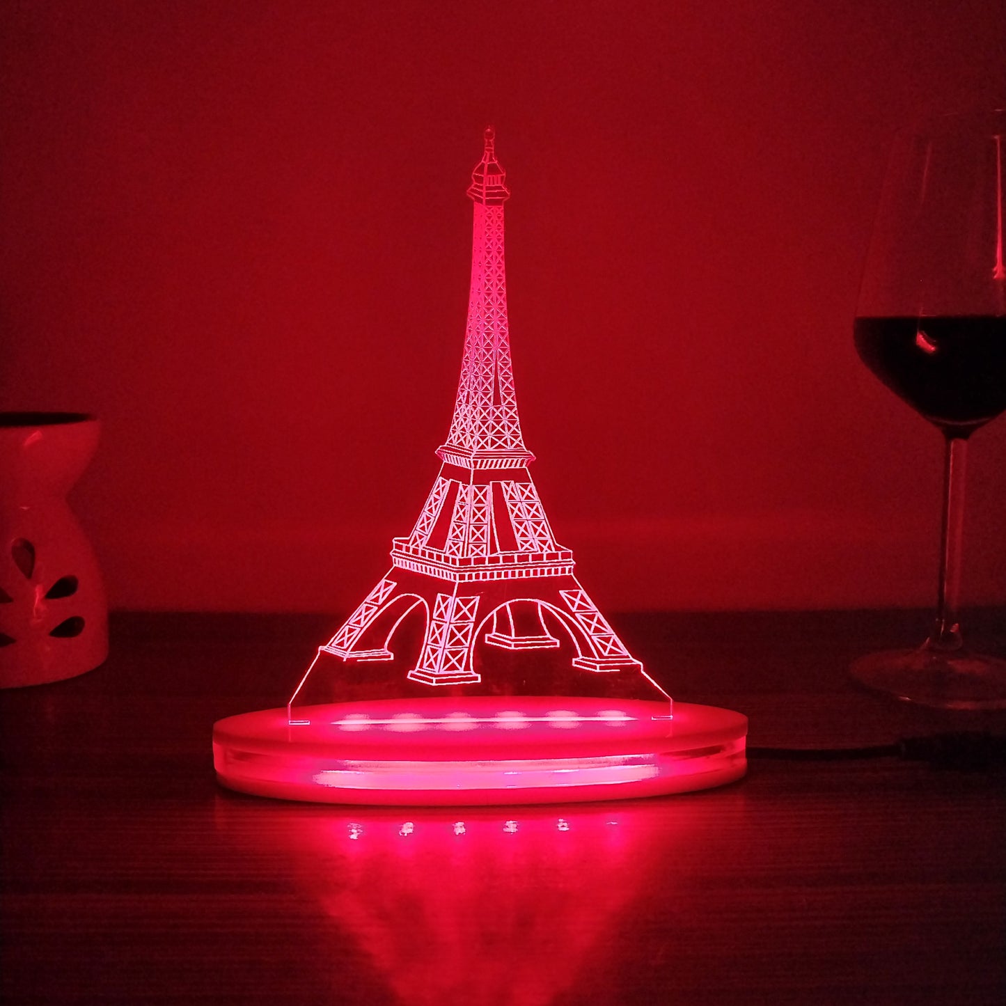 Eiffel Tower Multicolor Acrylic 3D Illusion Lamp with Remote