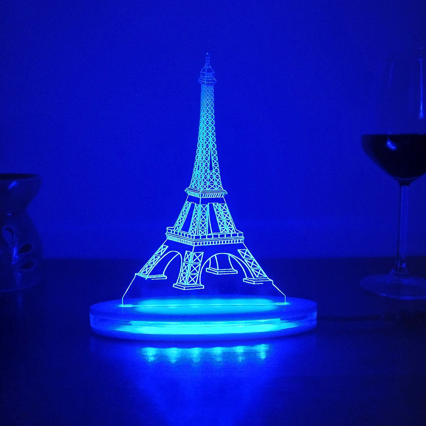 Eiffel Tower Multicolor Acrylic 3D Illusion Lamp with Remote