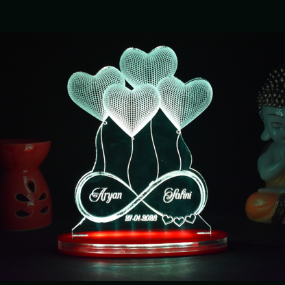 Personalized LED Illusion Anniversary Gift Lamp With Name and Date (16 Color Changing led With Remote)