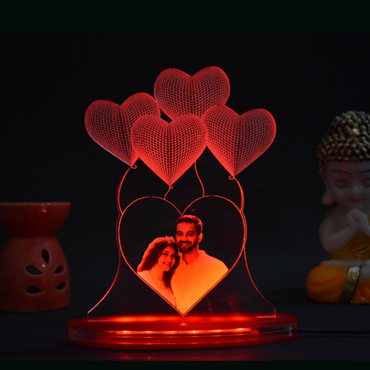 Personalized LED Illusion Heart Couple Lamp With Photo (16 Color Changing led With Remote)