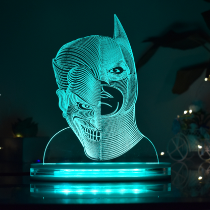 Joker & Batman Multicolor Acrylic 3D Illusion Lamp with Remote