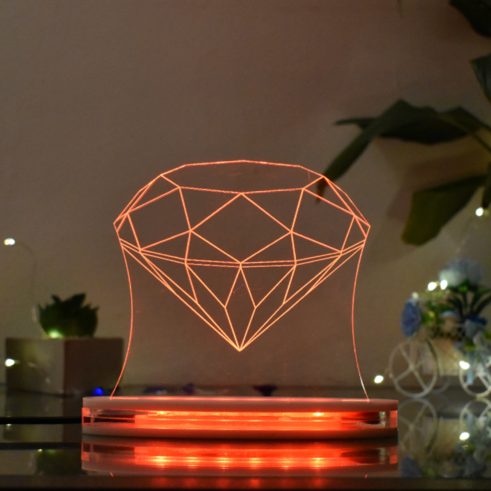 Diamond Multicolor Acrylic 3D Illusion Lamp with Remote