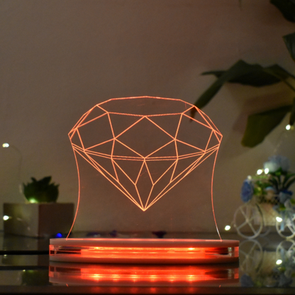 Diamond Multicolor Acrylic 3D Illusion Lamp with Remote