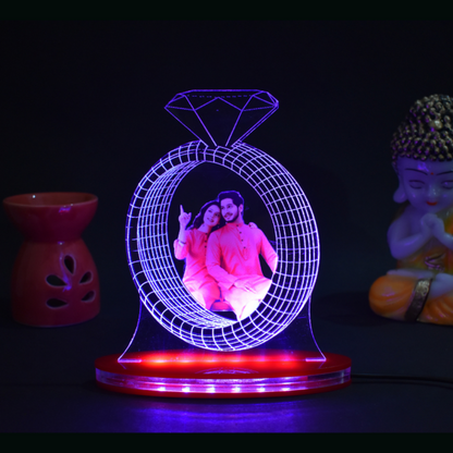 Personalized LED Illusion Engagement Ring Lamp With Photo (16 Color Changing led With Remote)
