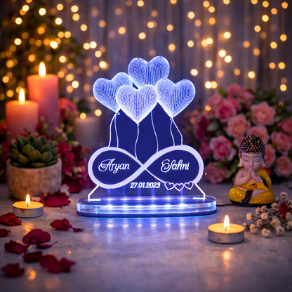 Personalized LED Illusion Anniversary Gift Lamp With Name and Date (16 Color Changing led With Remote)
