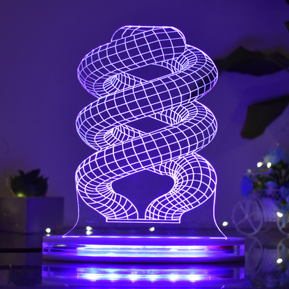3D Moving DNA Multicolor Acrylic 3D Illusion Lamp with Remote