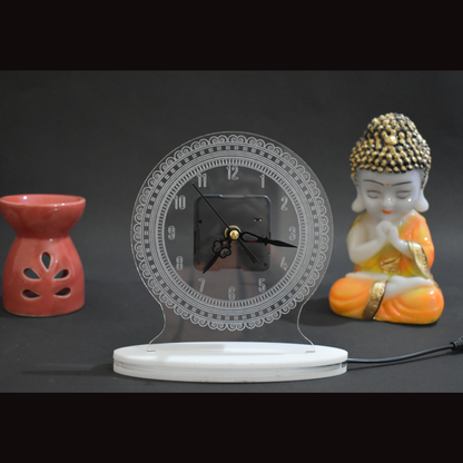Prosperous Border Design Clock 3D Acrylic Lamp