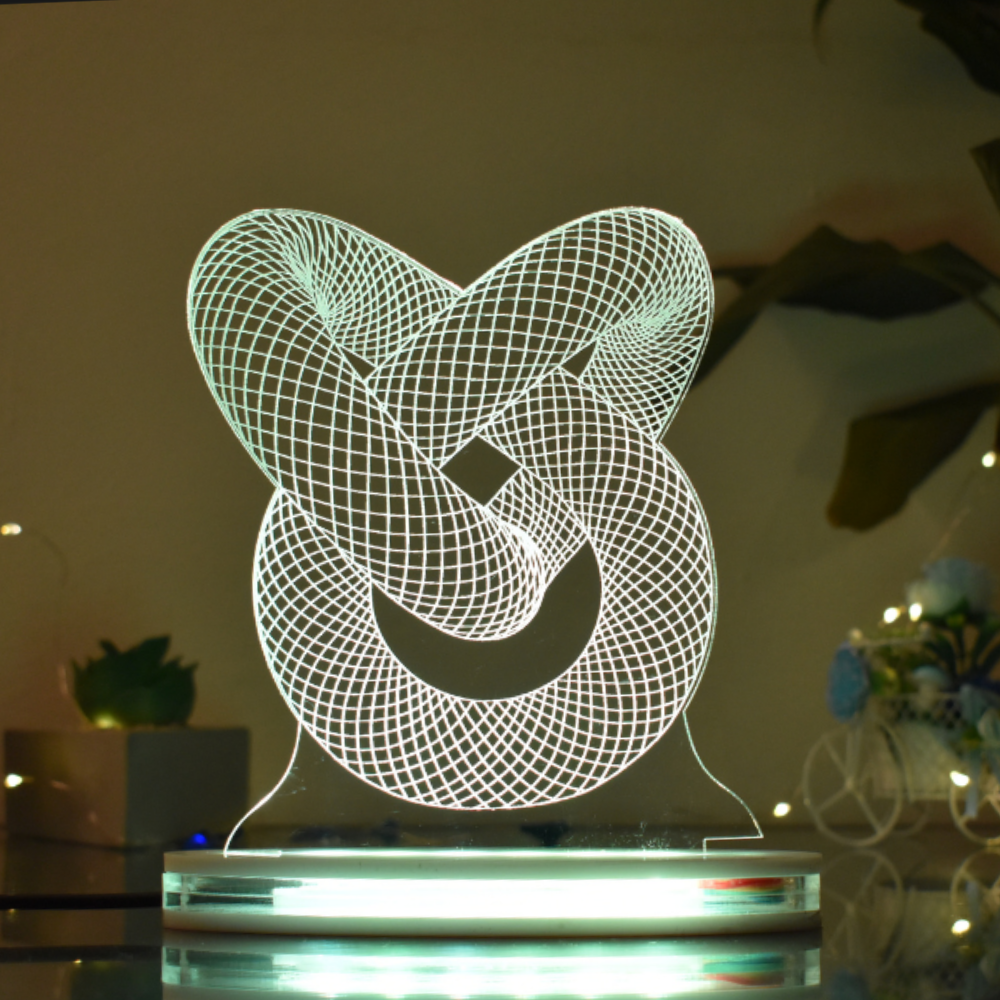 3D Moving Spiral Multicolor Acrylic 3D Illusion Lamp with Remote