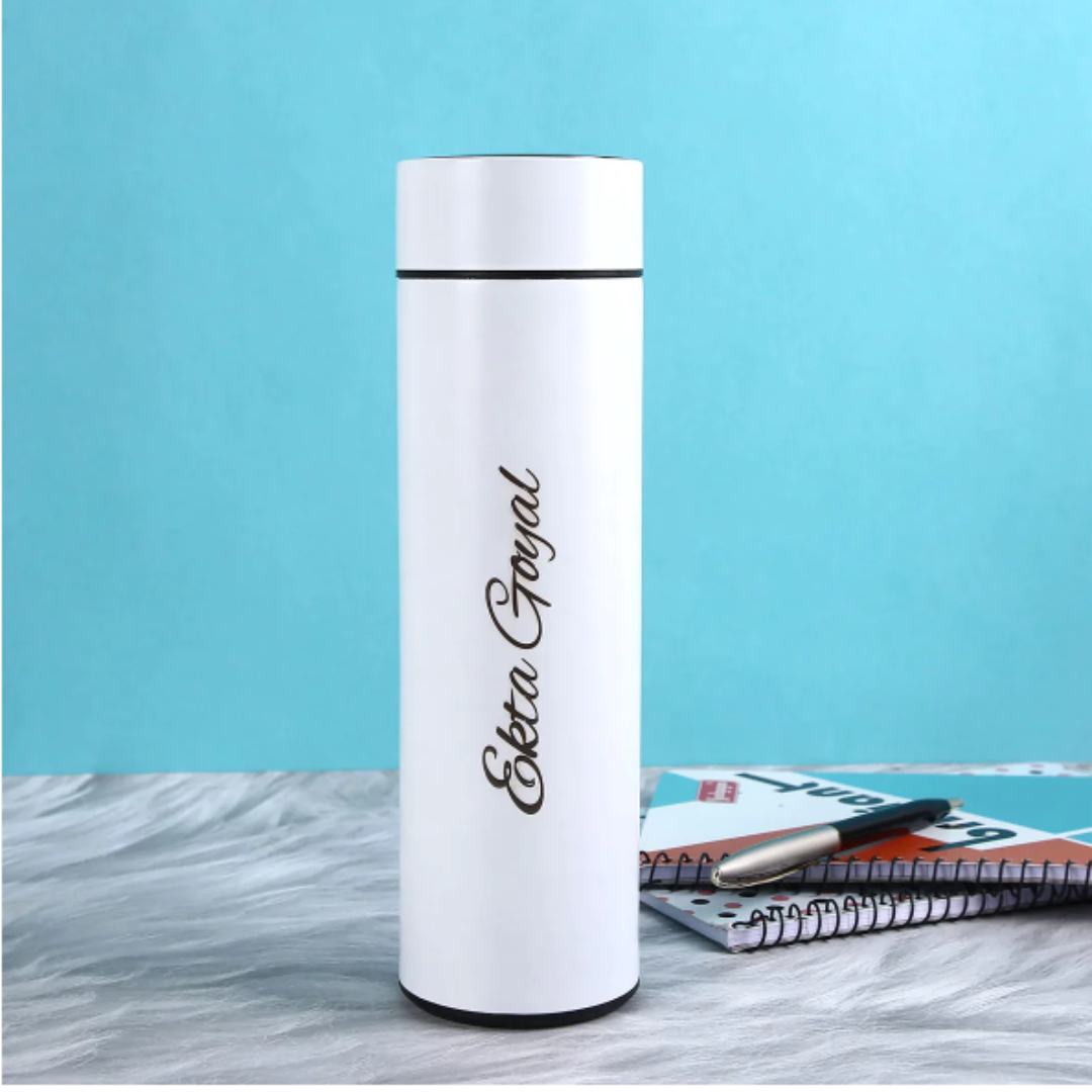 Personalized Red Temperature Bottle with Smart Display
