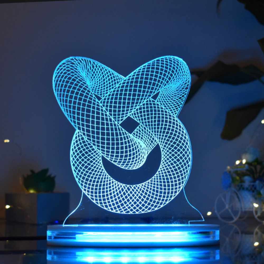 3D Moving Spiral Multicolor Acrylic 3D Illusion Lamp with Remote