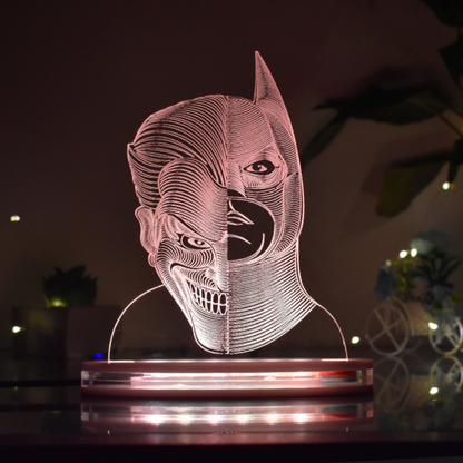 Joker & Batman Multicolor Acrylic 3D Illusion Lamp with Remote
