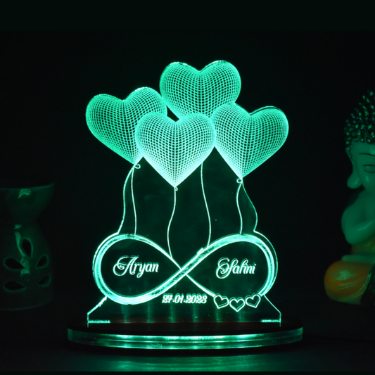 Personalized LED Illusion Anniversary Gift Lamp With Name and Date (16 Color Changing led With Remote)