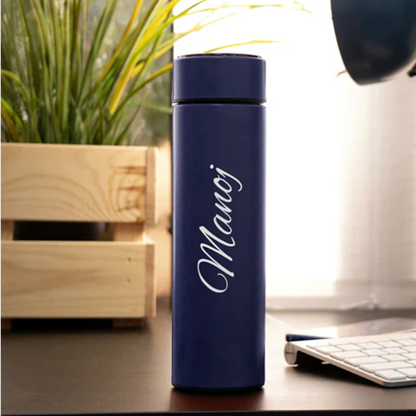 Personalized Black Temperature Bottle with Smart Display