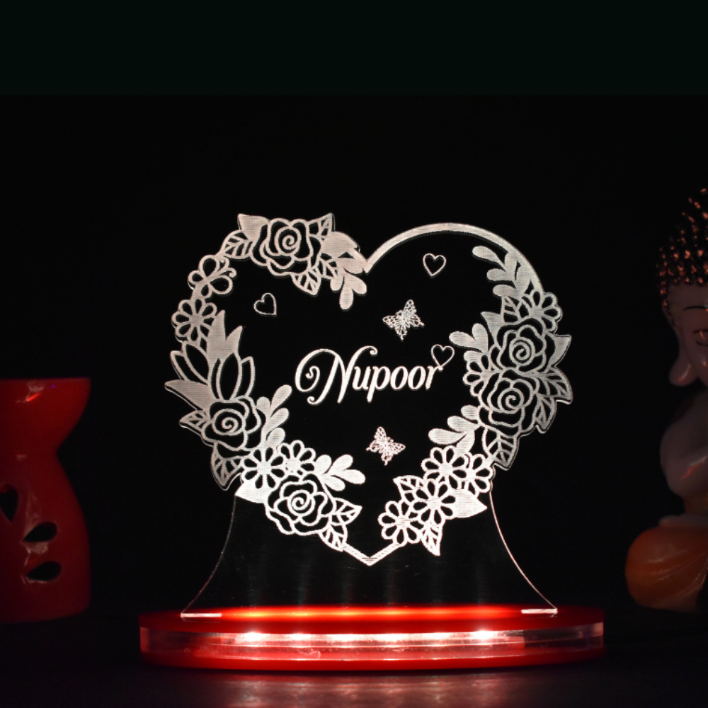 Personalized LED Illusion Friend Gift Heart Lamp With Name (16 Color Changing led With Remote)