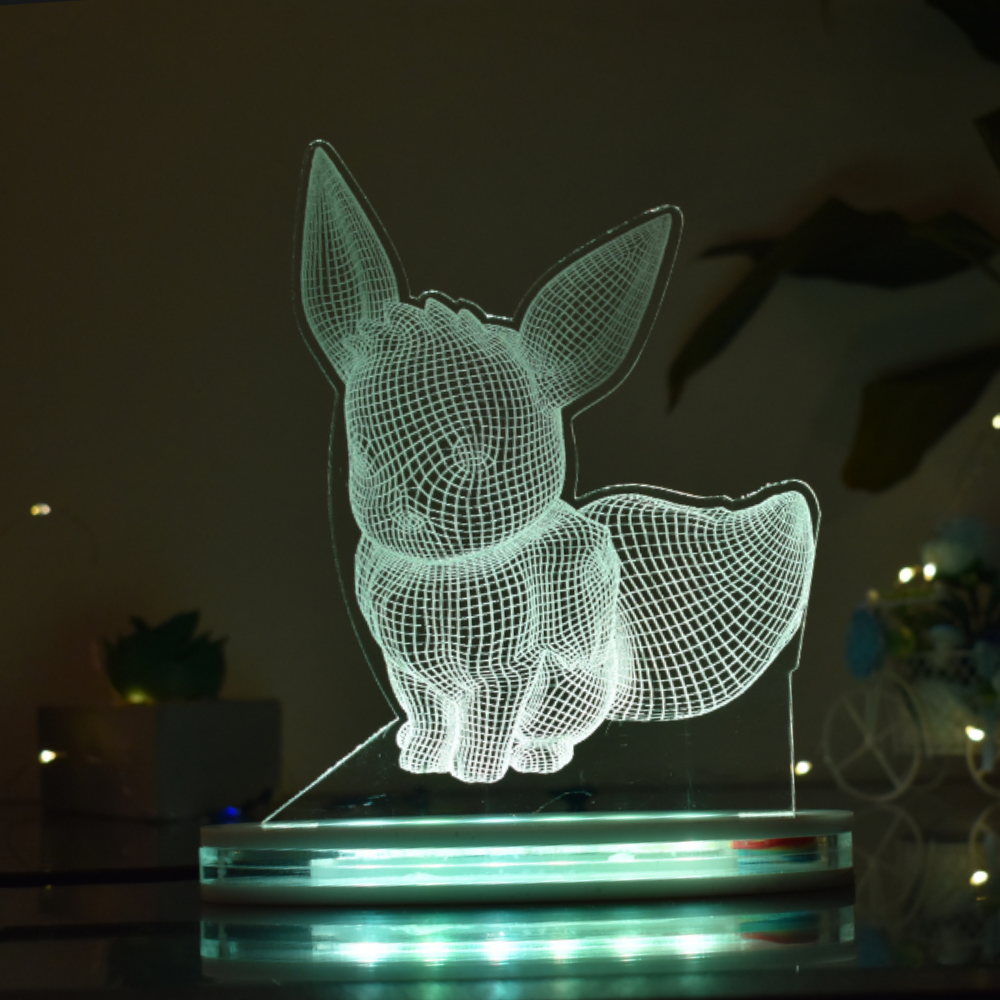 Rabbit Multicolor Acrylic 3D Illusion Lamp with Remote