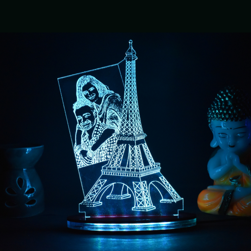 Personalized LED Illusion Eiffel Tower Lamp With Custom Photo (16 Color Changing led With Remote)