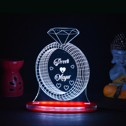 Personalized LED Illusion Engagement Ring Lamp With Name (16 Color Changing led With Remote)