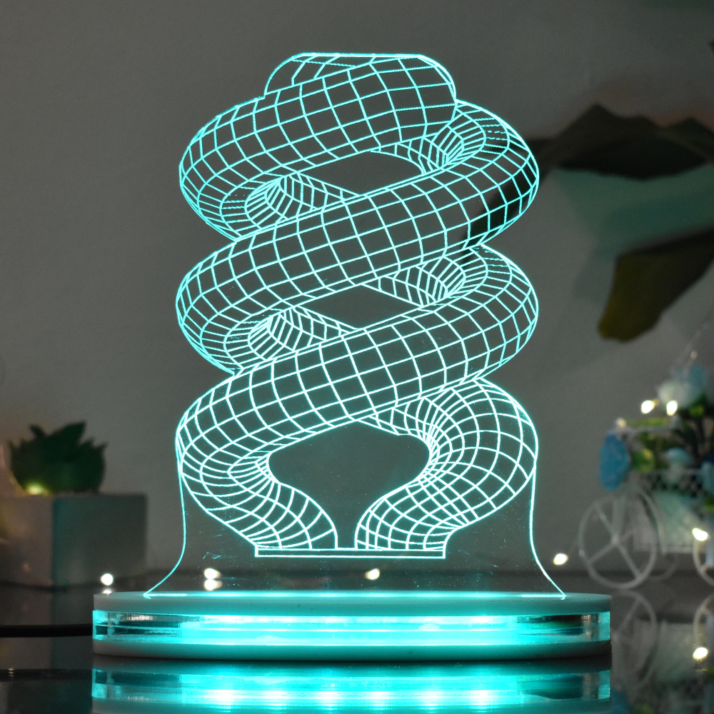 3D Moving DNA Multicolor Acrylic 3D Illusion Lamp with Remote