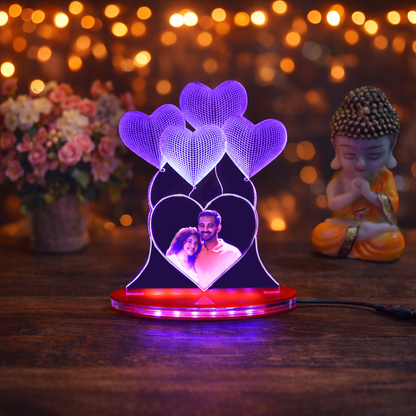 Personalized LED Illusion Heart Couple Lamp With Photo (16 Color Changing led With Remote)