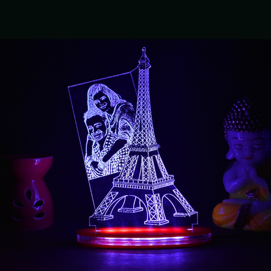 Personalized LED Illusion Eiffel Tower Lamp With Custom Photo (16 Color Changing led With Remote)