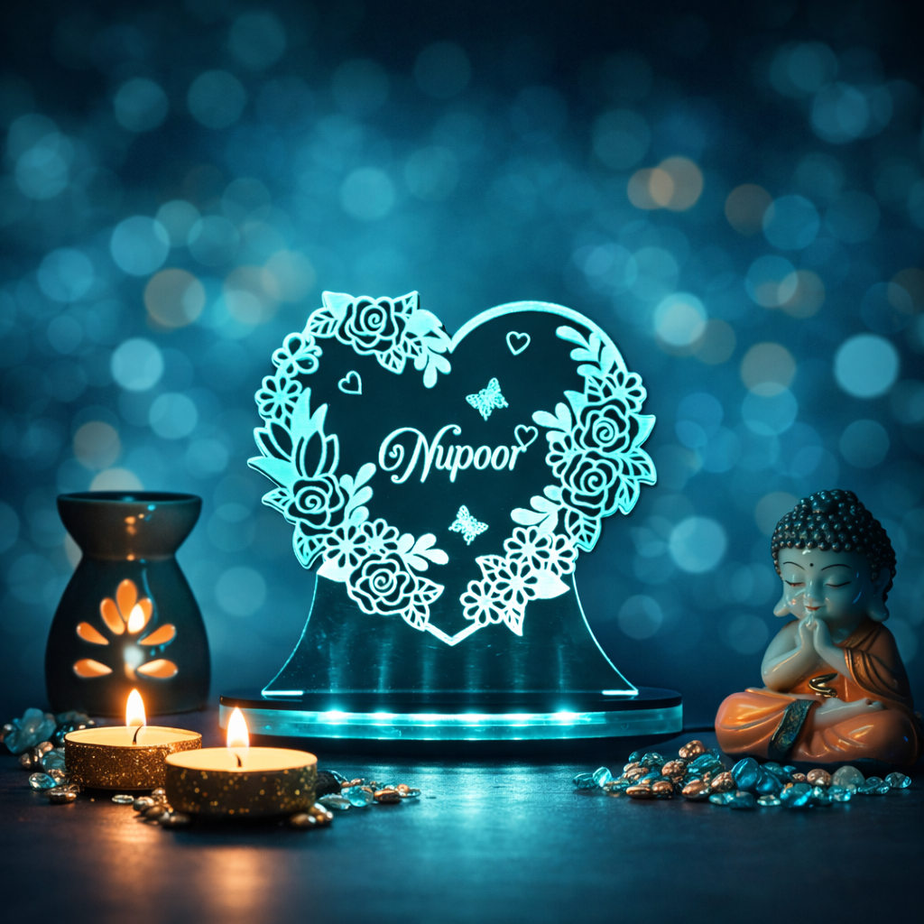 Personalized LED Illusion Friend Gift Heart Lamp With Name (16 Color Changing led With Remote)