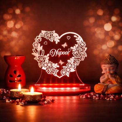Personalized LED Illusion Friend Gift Heart Lamp With Name (16 Color Changing led With Remote)