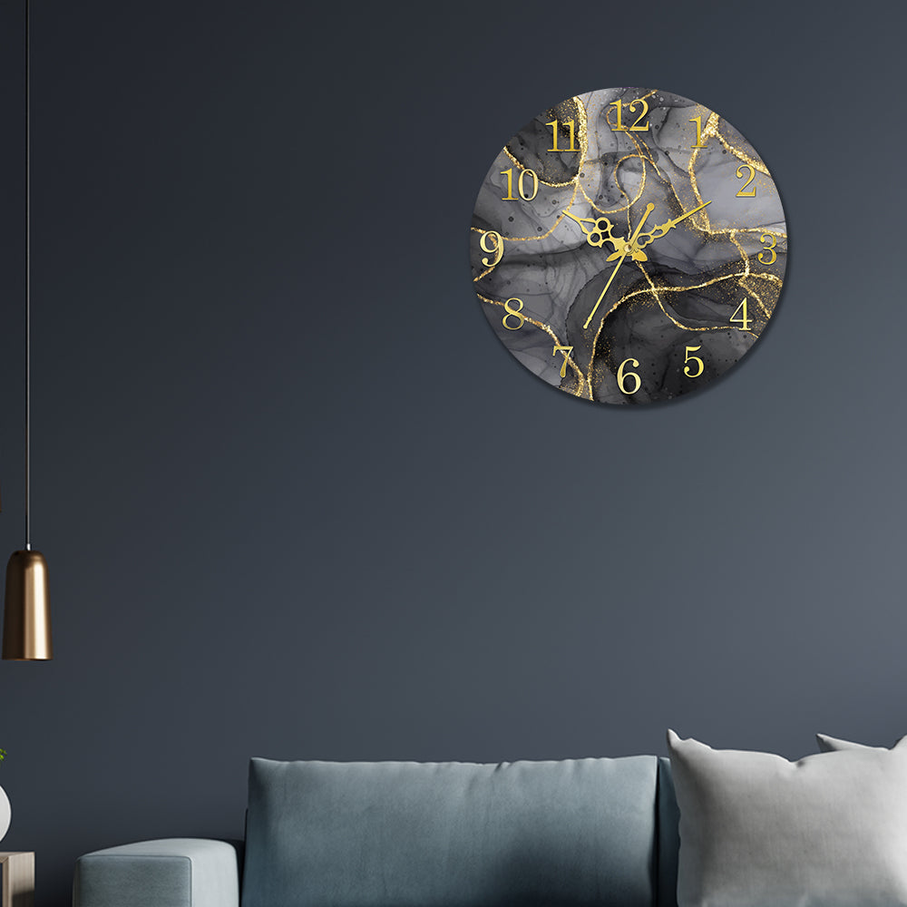 Black with Golden Splash Acrylic Wall Clock