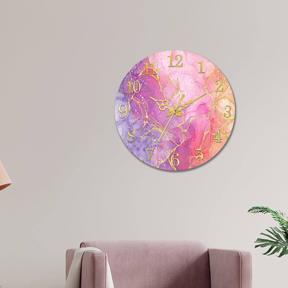 Multicolor with Golden Splash Acrylic Wall Clock