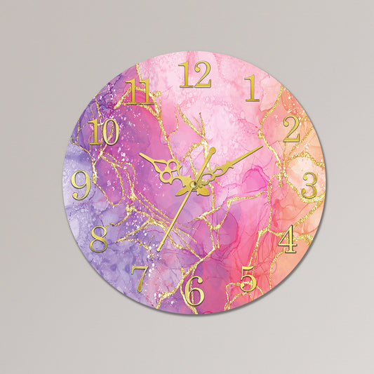 Multicolor with Golden Splash Acrylic Wall Clock