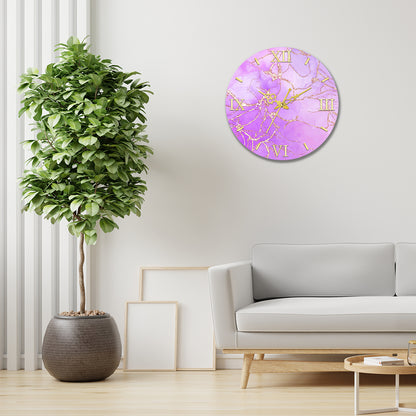 Purple with Golden Splash Acrylic Wall Clock