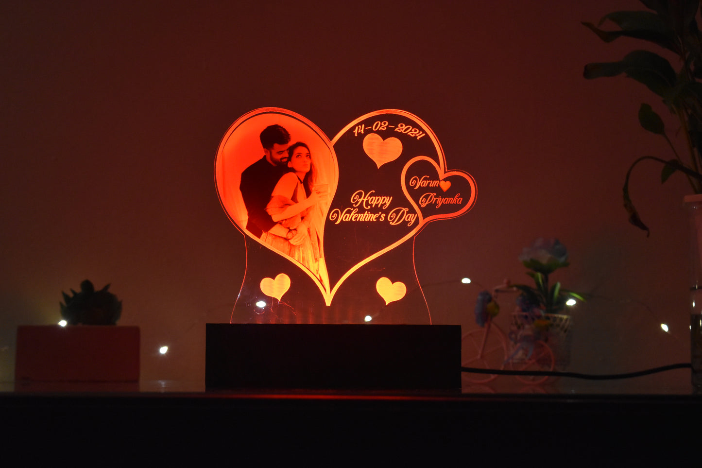 Personalized LED Illusion Valentine's day Lamp With Photo and Name (16 Color Changing led With Remote)