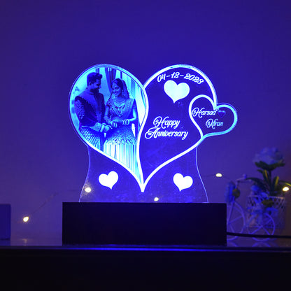 Personalized LED Illusion Heart Lamp With Photo and Name (16 Color Changing led With Remote)