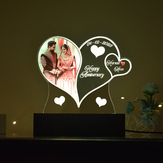 Personalized LED Illusion Heart Lamp With Photo and Name (16 Color Changing led With Remote)