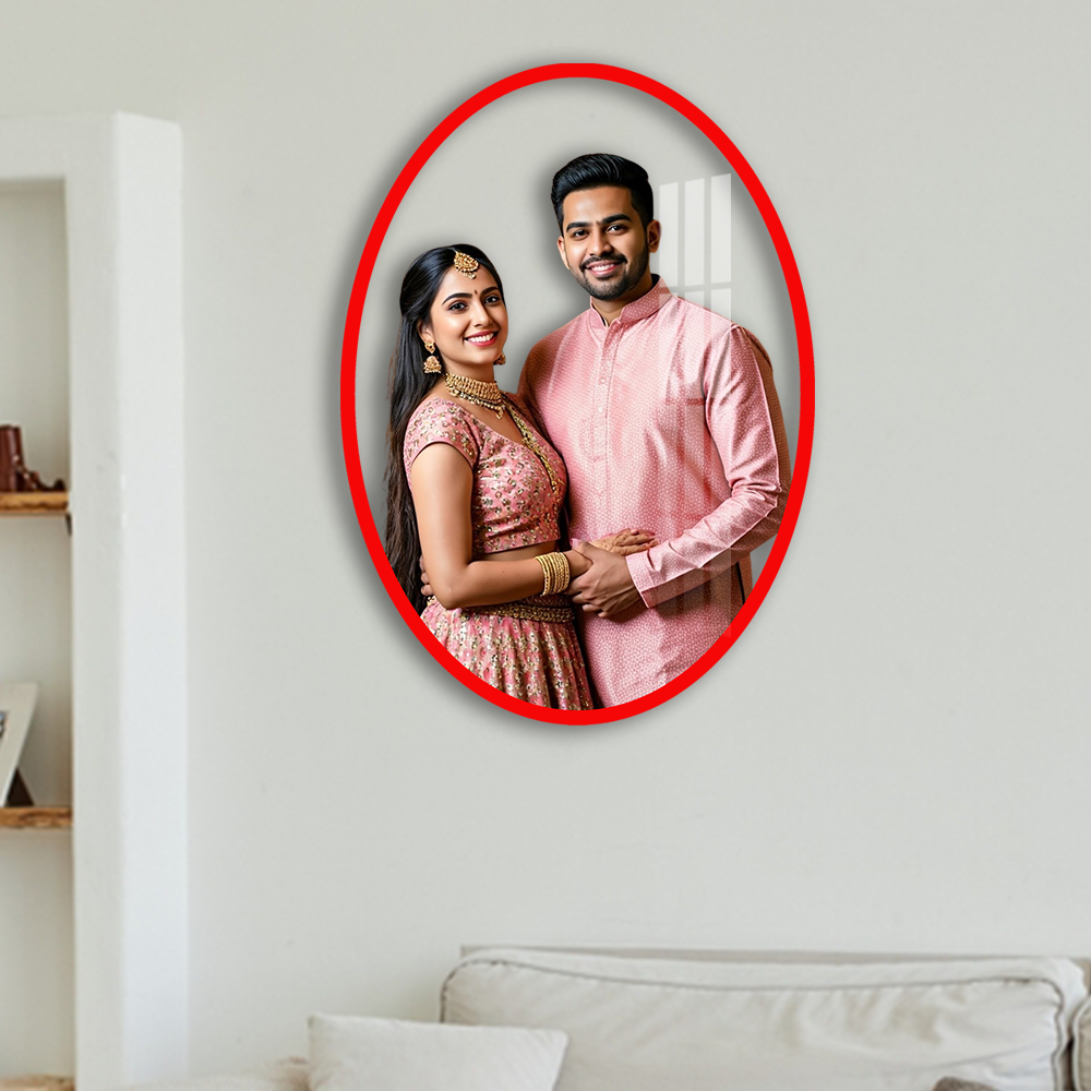 Personalized oval Acrylic Photo Frame Without Background