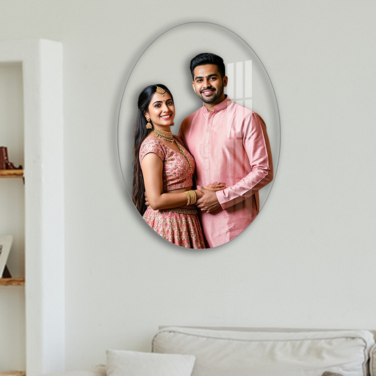 Personalized oval Acrylic Photo Frame Without Background