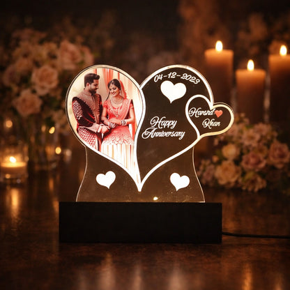Personalized LED Illusion Heart Lamp With Photo and Name (16 Color Changing led With Remote)
