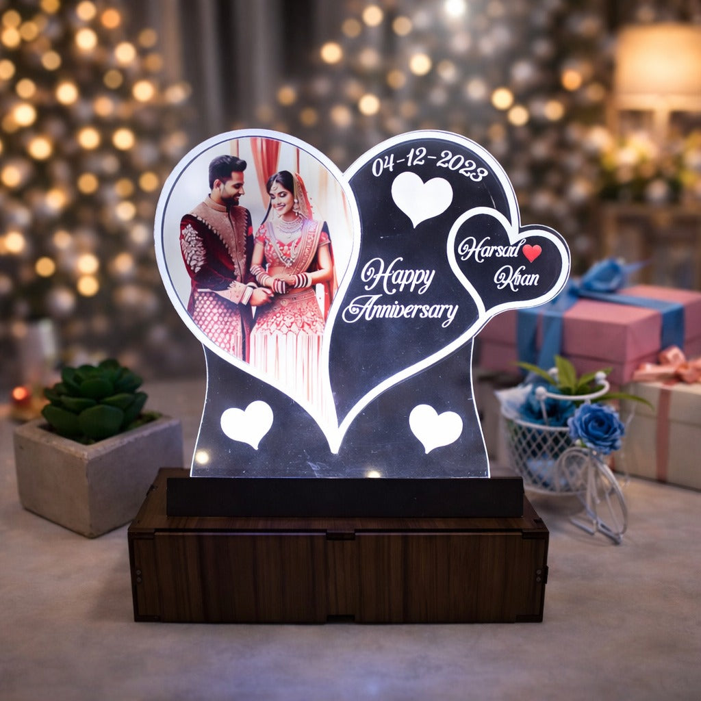 Personalized LED Illusion Heart Lamp With Photo and Name (16 Color Changing led With Remote)