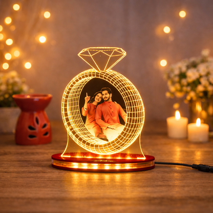 Personalized LED Illusion Engagement Ring Lamp With Photo (16 Color Changing led With Remote)