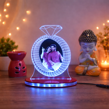Personalized LED Illusion Engagement Ring Lamp With Photo (16 Color Changing led With Remote)