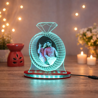 Personalized LED Illusion Engagement Ring Lamp With Photo (16 Color Changing led With Remote)